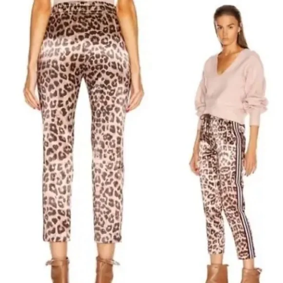 MOTHER size Large satin cheetah animal print pull on track pants - Picture 1 of 5